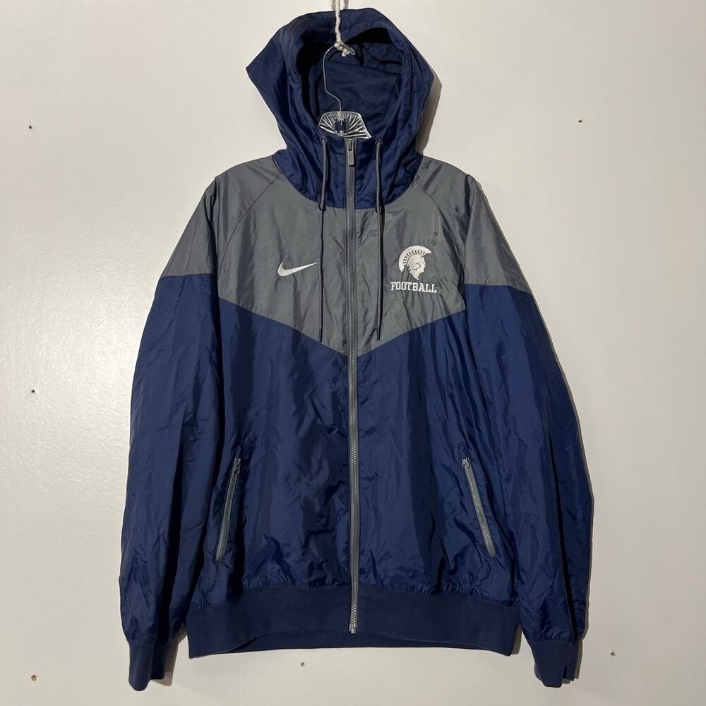 Nike Michigan State‎ Spartans Football Windbreaker Jacket Gray Blue Men's Size L